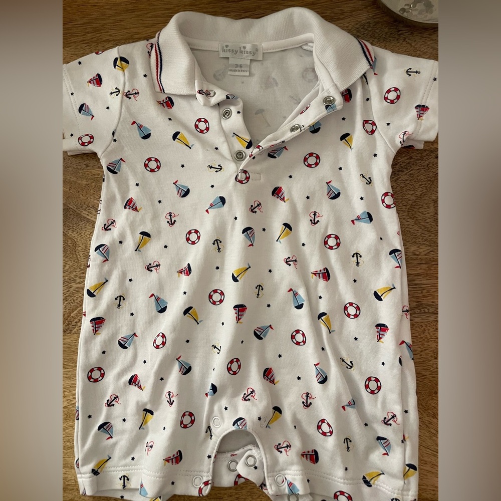 Boys Kissy Kissy Collared Romper